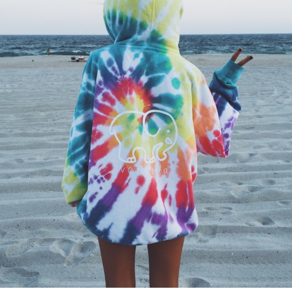Ivory Ella Oversized Rainbow Tye-Dye Hoodie